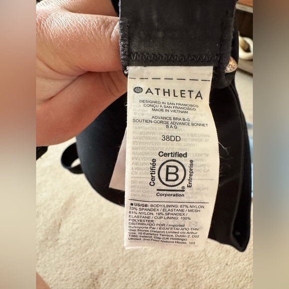 Lot Of 2 Athleta Advance Bra 38 DD  Black and Blue  Racer back Padded Workout - Picture 3 of 4